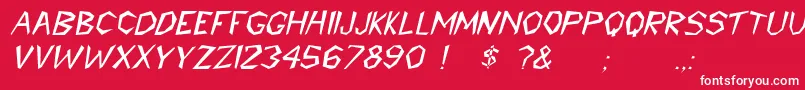 More about CavemannItalic Font CavemannItalic Font – White Fonts on Red Background