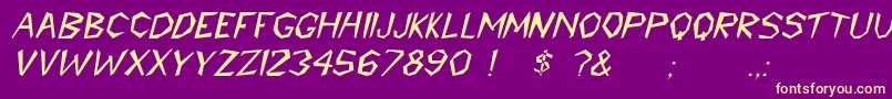 CavemannItalic Font – Yellow Fonts on Purple Background