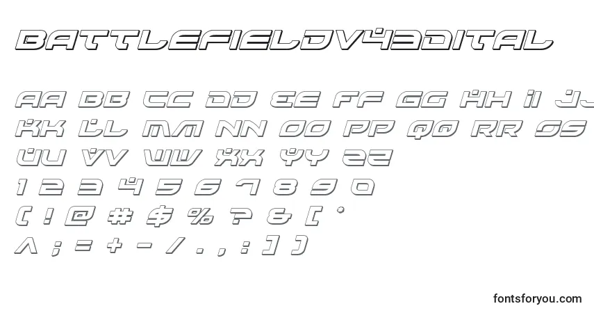 A fonte Battlefieldv43Dital – alfabeto, números, caracteres especiais