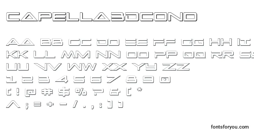 Capella3Dcond-fontti – aakkoset, numerot, erikoismerkit