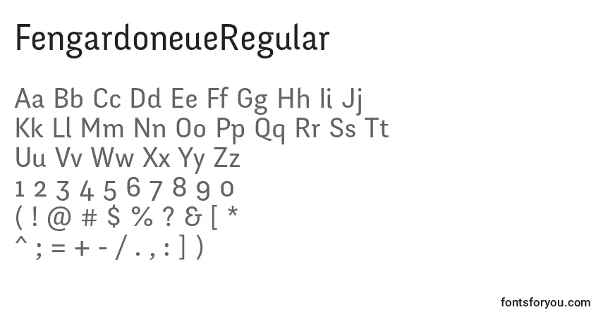 A fonte FengardoneueRegular – alfabeto, números, caracteres especiais