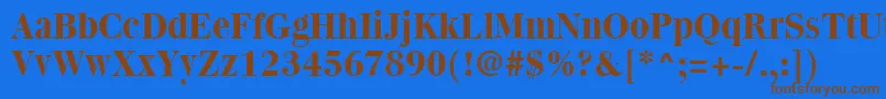 フォントQuantasBold – 茶色の文字が青い背景にあります。