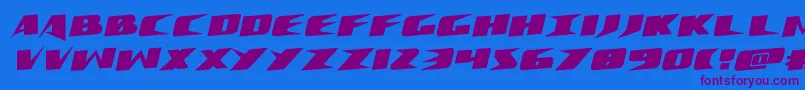 Crimesyndicaterotate-Schriftart – Violette Schriften auf blauem Hintergrund