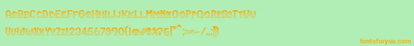 RmSerifancy-Schriftart – Orangefarbene Schriften auf grünem Hintergrund