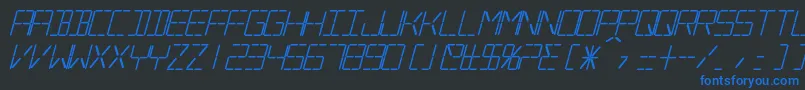 SilverballBoldItalic-Schriftart – Blaue Schriften auf schwarzem Hintergrund