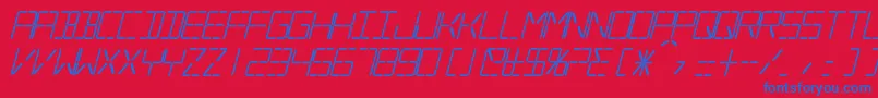 SilverballBoldItalic-Schriftart – Blaue Schriften auf rotem Hintergrund