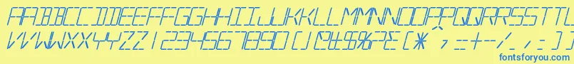 SilverballBoldItalic-Schriftart – Blaue Schriften auf gelbem Hintergrund
