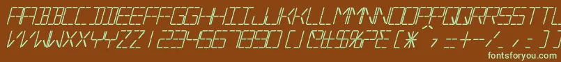 SilverballBoldItalic-fontti – vihreät fontit ruskealla taustalla