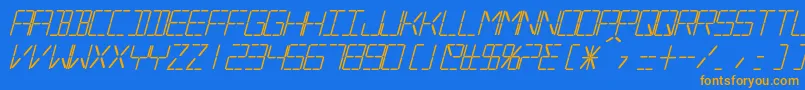 SilverballBoldItalic-Schriftart – Orangefarbene Schriften auf blauem Hintergrund