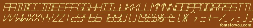 SilverballBoldItalic-fontti – keltaiset fontit ruskealla taustalla