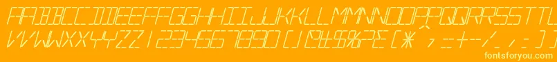SilverballBoldItalic-fontti – keltaiset fontit oranssilla taustalla