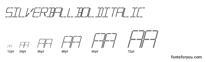 SilverballBoldItalic Font Sizes