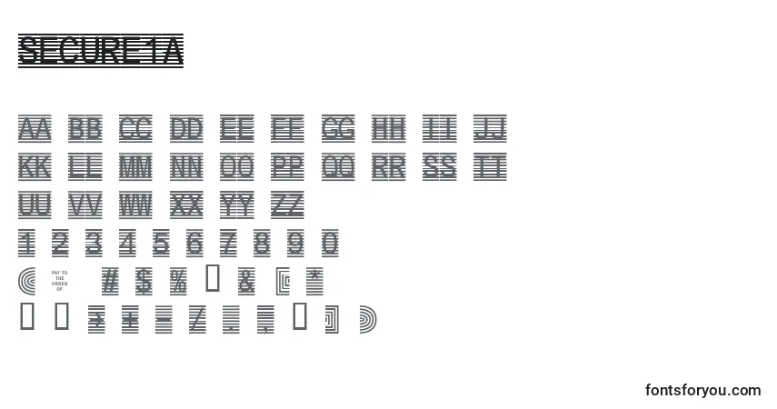 Czcionka Secure1a – alfabet, cyfry, specjalne znaki