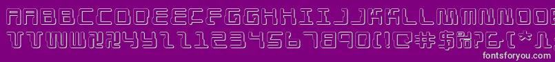 DroidLover3DExpanded-fontti – vihreät fontit violetilla taustalla