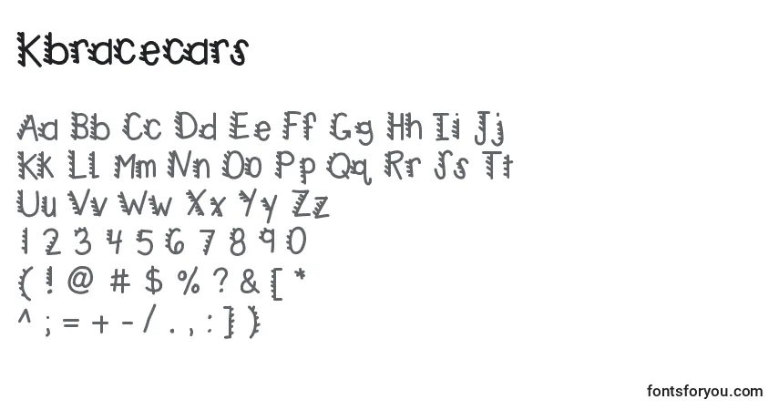 Czcionka Kbracecars – alfabet, cyfry, specjalne znaki
