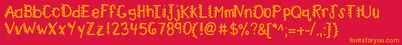 Kbracecars-Schriftart – Orangefarbene Schriften auf rotem Hintergrund