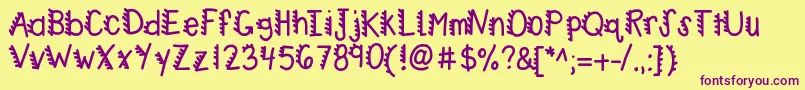 Kbracecars-fontti – violetit fontit keltaisella taustalla