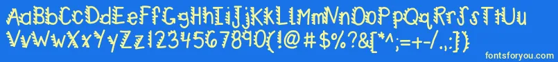 Kbracecars Font – Yellow Fonts on Blue Background