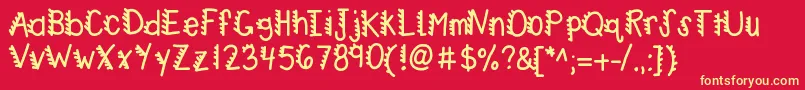 Kbracecars-Schriftart – Gelbe Schriften auf rotem Hintergrund