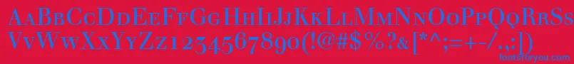 Шрифт WalbaumRomanSmallCapsOldstyleFigures – синие шрифты на красном фоне