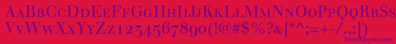 WalbaumRomanSmallCapsOldstyleFigures Font – Purple Fonts on Red Background