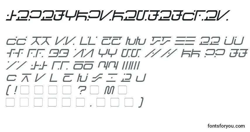 Czcionka VisitorScriptItalic – alfabet, cyfry, specjalne znaki