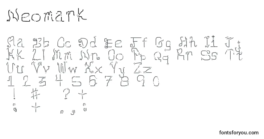 Czcionka Neomark – alfabet, cyfry, specjalne znaki