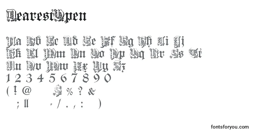 Czcionka DearestOpen – alfabet, cyfry, specjalne znaki