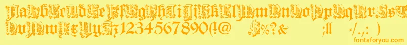 フォントDearestOpen – オレンジの文字が黄色の背景にあります。