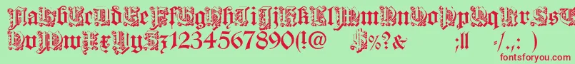 DearestOpen-fontti – punaiset fontit vihreällä taustalla