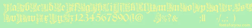 DearestOpen-fontti – keltaiset fontit vihreällä taustalla
