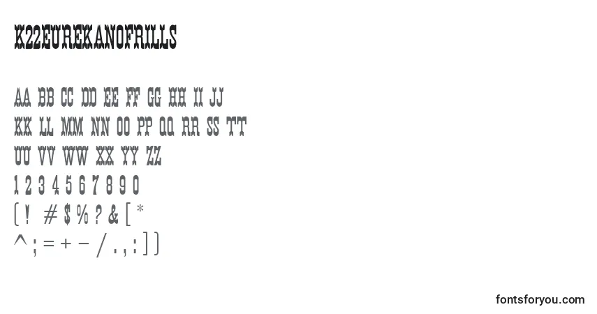 K22EurekaNofrills (110940)フォント–アルファベット、数字、特殊文字