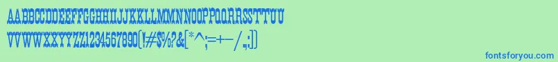 K22EurekaNofrills Font – Blue Fonts on Green Background