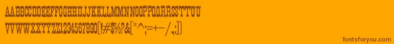 K22EurekaNofrills Font – Brown Fonts on Orange Background