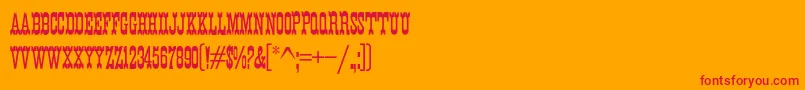 K22EurekaNofrills Font – Red Fonts on Orange Background