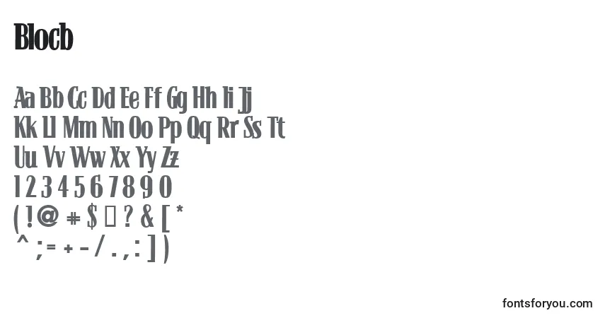 Czcionka Blocb – alfabet, cyfry, specjalne znaki
