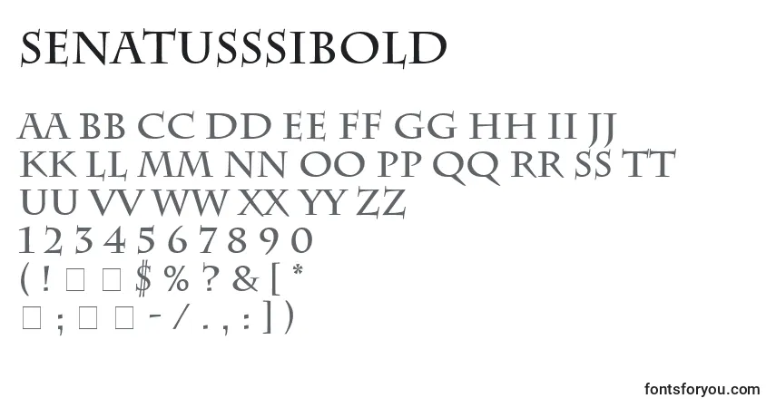 A fonte SenatusSsiBold – alfabeto, números, caracteres especiais