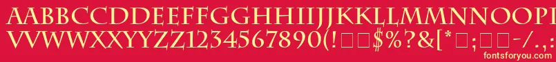 SenatusSsiBold-Schriftart – Gelbe Schriften auf rotem Hintergrund