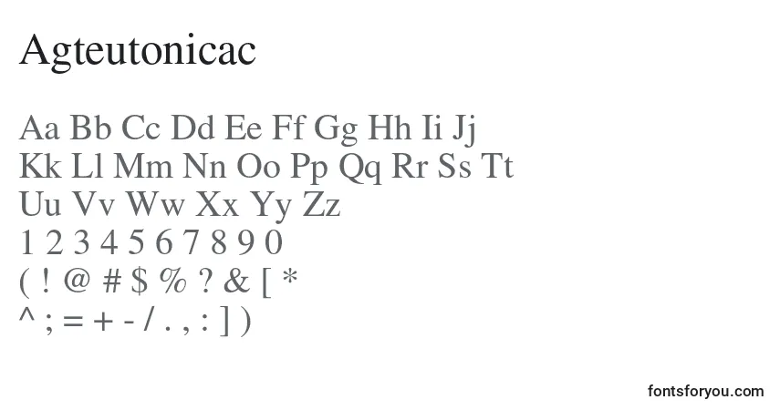 Schriftart Agteutonicac – Alphabet, Zahlen, spezielle Symbole
