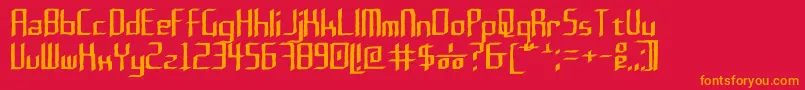 フォントRushil0.6 – 赤い背景にオレンジの文字