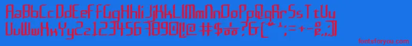 Rushil0.6 Font – Red Fonts on Blue Background