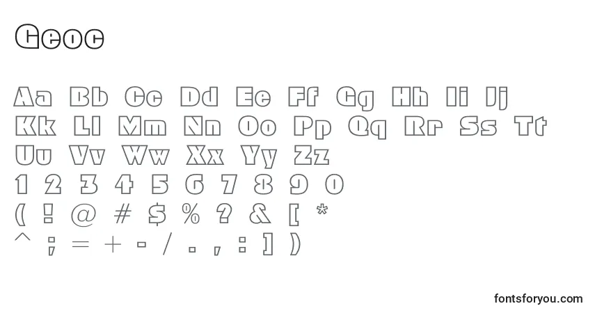 Czcionka Geoc – alfabet, cyfry, specjalne znaki