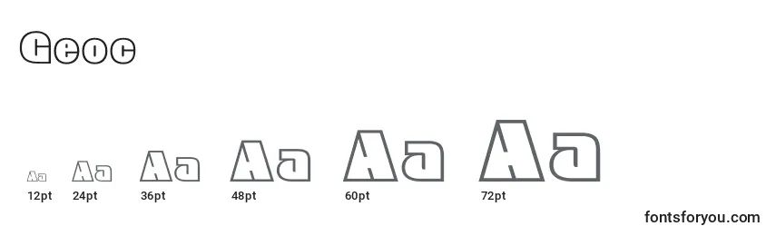 Размеры шрифта Geoc