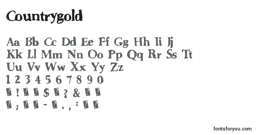 A fonte Countrygold – alfabeto, números, caracteres especiais