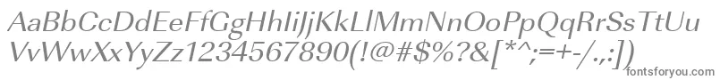 UrwimperialtwidOblique-fontti – harmaat kirjasimet valkoisella taustalla