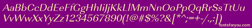 Шрифт UrwimperialtwidOblique – жёлтые шрифты на фиолетовом фоне