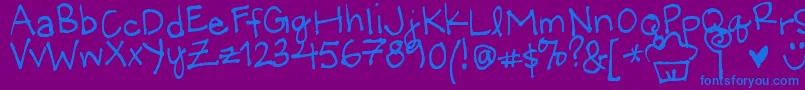 LittleMissWonderful-Schriftart – Blaue Schriften auf violettem Hintergrund