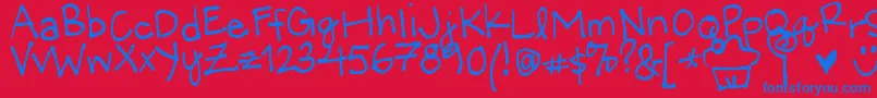 LittleMissWonderful Font – Blue Fonts on Red Background