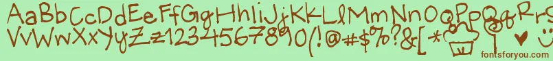 Шрифт LittleMissWonderful – коричневые шрифты на зелёном фоне