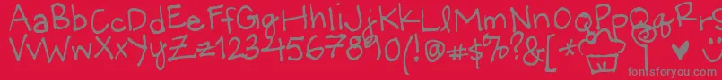 Czcionka LittleMissWonderful – szare czcionki na czerwonym tle